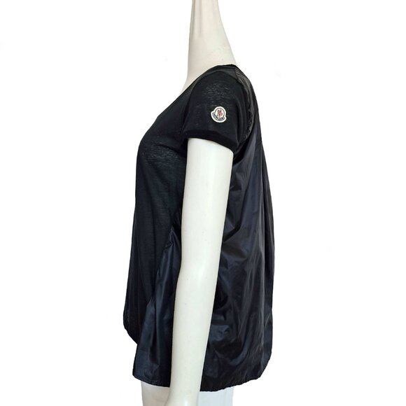 MONCLER BLACK SHORT SLEEVES NYLON BACK TOP (M) - Picture 3 of 9